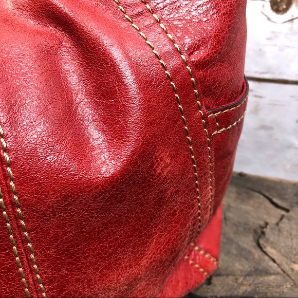 Fossil red leather hobo shoulder bag purse - Picture 8 of 8
